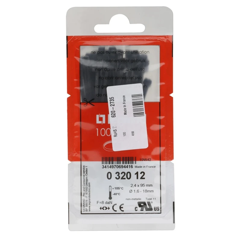 Legrand Non-Releasable Cable Tie 95 mm x 2.4 mm Black Polyamide 66 0 320 12