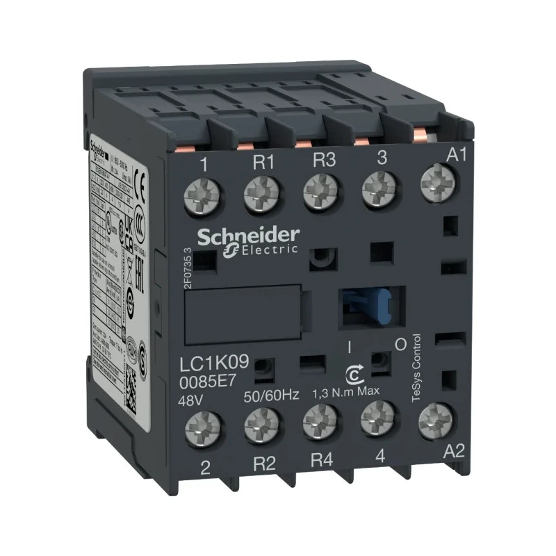 Schneider Electric LC1K Contactor, 48V AC Coil, 4-Pole, 9A, 4 kW, 2 NO/2 NC, 690V AC LC1K090085E7