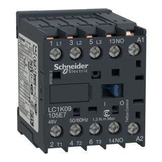 Schneider Electric LC1K Contactor, 48V AC Coil, 3-Pole, 9A, 4 kW, 3 NO, 690V AC LC1K09105E7
