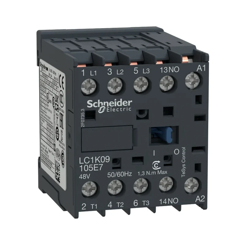 Schneider Electric LC1K Contactor, 48V AC Coil, 3-Pole, 9A, 4 kW, 3 NO, 690V AC LC1K09105E7