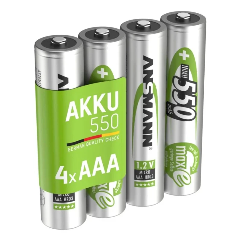 Ansmann Rechargeable Nickel Metal Hydride AAA Battery 1.2 V, 550 mAh, Standard Terminal Type 5030772
