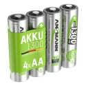 Ansmann Rechargeable AA Nickel Metal Hydride Battery 1.3 Ah Capacity 1.2 V Nominal Voltage Pack of 4 5030792