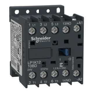 Schneider Electric LP1K Contactor, 24V DC Coil, 3-Pole, 12A, 5.5 kW, 690V AC LP1K1210BD