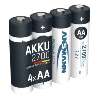 Ansmann Nickel Metal Hydride Rechargeable AA Battery 1.2 V 2.7 Ah Pack of 4 5030842