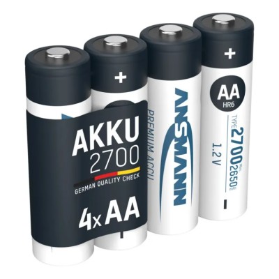 Ansmann Nickel Metal Hydride Rechargeable AA Battery 1.2 V 2.7 Ah Pack of 4 5030842