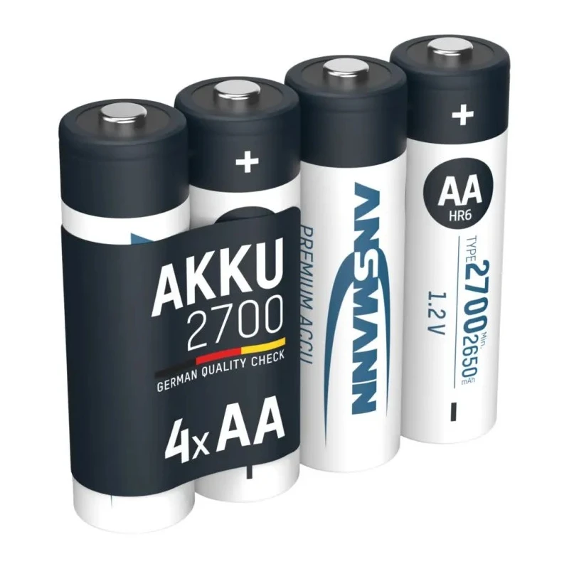 Ansmann Nickel Metal Hydride Rechargeable AA Battery 1.2 V 2.7 Ah Pack of 4 5030842