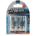 Ansmann Nickel Metal Hydride Rechargeable AA Battery 1.2 V 2.7 Ah Pack of 4 5030842