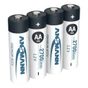 Ansmann Nickel Metal Hydride Rechargeable AA Battery 1.2 V 2.7 Ah Pack of 4 5030842