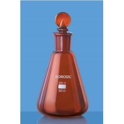 borosil-erlenmeyer-conical-flask-narrow-mouth-with-i-c-joint-glass-stopper-amber-25-ml-5019009-41059-1