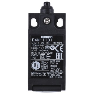 Omron D4n Series Plunger Limit Switch, 1 NO/1 NC, IP67 Rated Plastic Housing, Snap Action Contact 