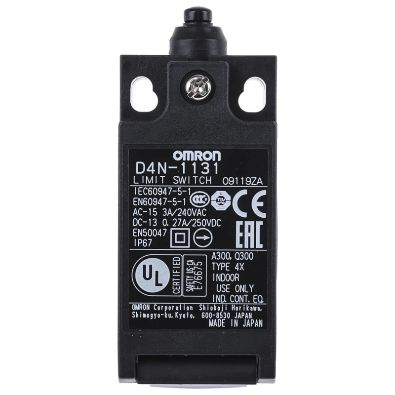 Omron D4n Series Plunger Limit Switch, 1 NO/1 NC, IP67 Rated Plastic Housing, Snap Action Contact 