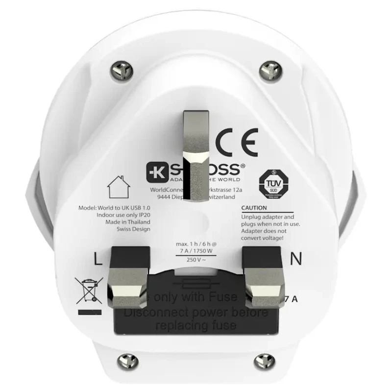 SKROSS Travel Adapter World UK, 13A, 250V USB Charging Port SKR-0087RS