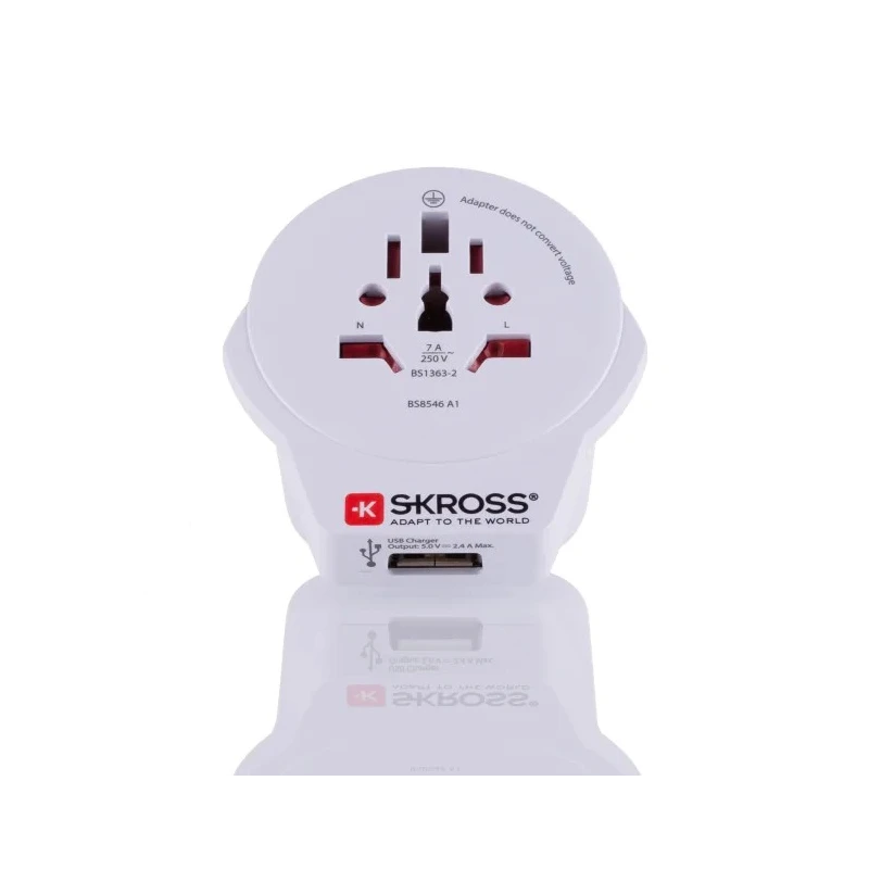 SKROSS Travel Adapter World UK, 13A, 250V USB Charging Port SKR-0087RS