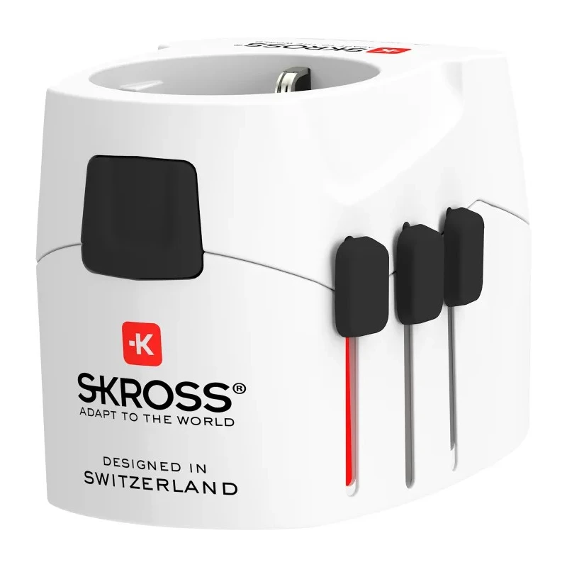 SKROSS Travel Adapter & Converter 6.3A 250V Euro Type F Schuko Plug Retractable Plugs SKR-0085RS