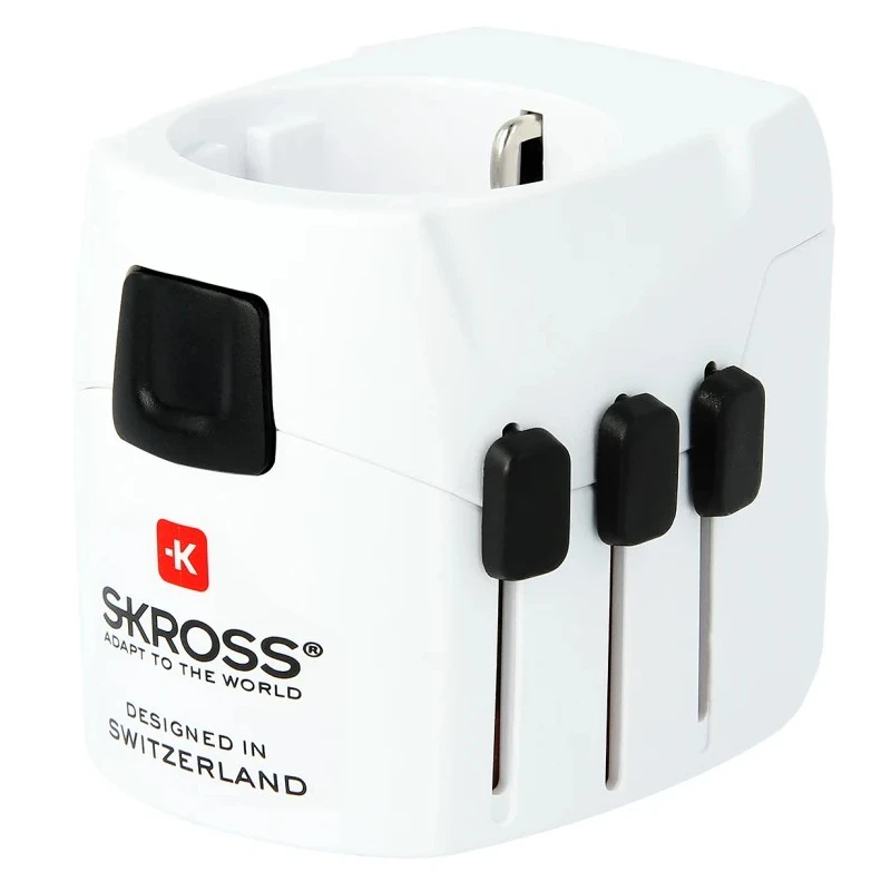 SKROSS Travel Adapter & Converter 6.3A 250V Euro Type F Schuko Plug Retractable Plugs SKR-0085RS