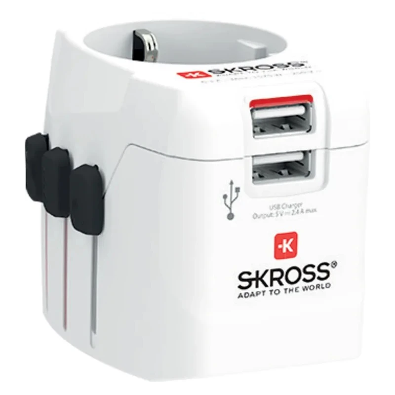 SKROSS Travel Adapter & Converter 6.3A 250V Euro Type F Schuko Plug Retractable Plugs SKR-0085RS