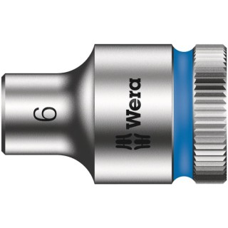 Wera 3/8 in Drive 6 mm 6 Point Hex Socket, Chrome Vanadium Steel, 29mm Overall Length 05003551001