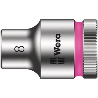 Wera 3/8 in Drive 8 mm 6 Point Hex Chrome Vanadium Steel Socket, 29mm Overall Length 05003553001