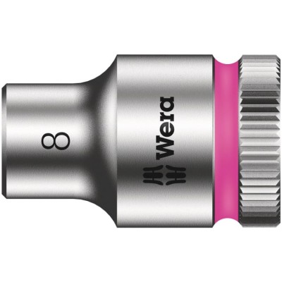 Wera 3/8 in Drive 8 mm 6 Point Hex Chrome Vanadium Steel Socket, 29mm Overall Length 05003553001