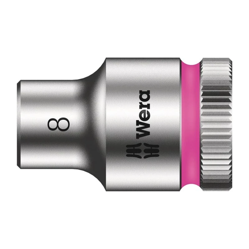 Wera 3/8 in Drive 8 mm 6 Point Hex Chrome Vanadium Steel Socket, 29mm Overall Length 05003553001