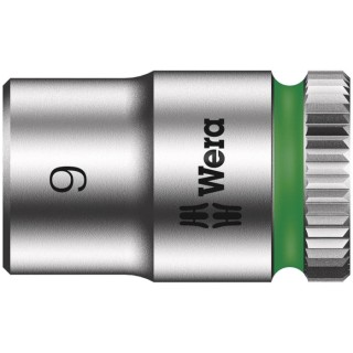 Wera 1/4 in Drive 9 mm 6 Point Hex Socket Chrome Vanadium Steel, 23mm Overall Length 05003508001