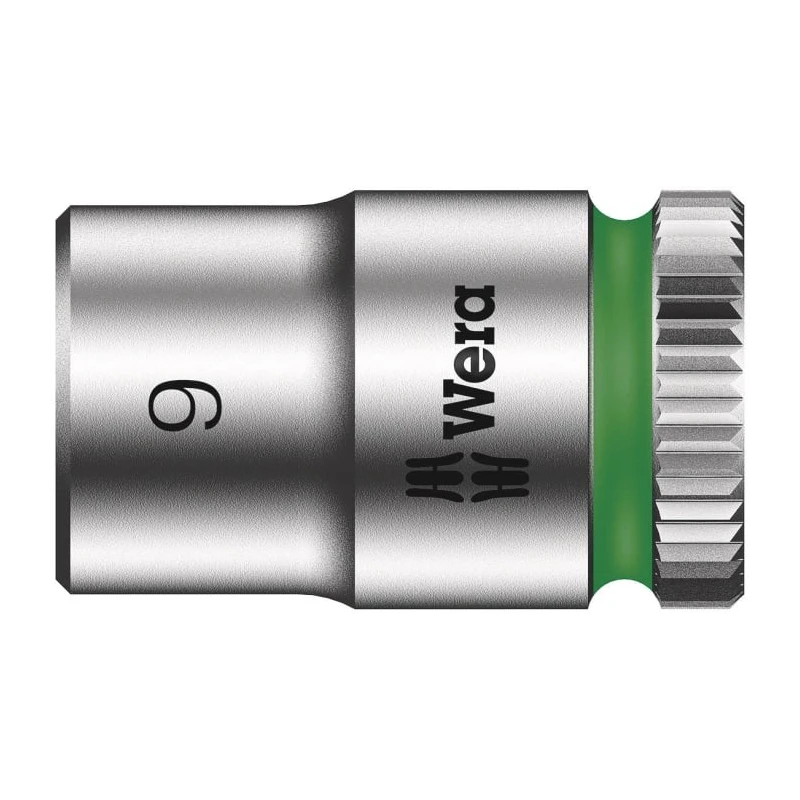 Wera 1/4 in Drive 9 mm 6 Point Hex Socket Chrome Vanadium Steel, 23mm Overall Length 05003508001