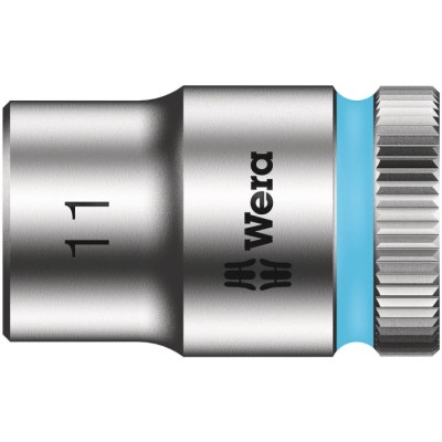 Wera 3/8 in Drive 11 mm 6 Point Hex Socket Chrome Vanadium Steel, 29mm Overall Length 05003556001