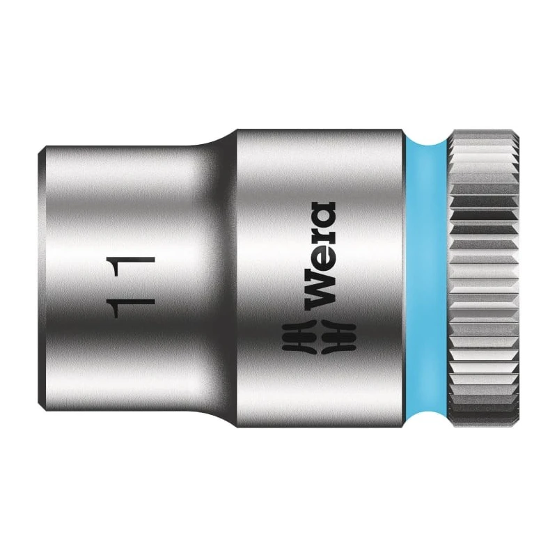 Wera 3/8 in Drive 11 mm 6 Point Hex Socket Chrome Vanadium Steel, 29mm Overall Length 05003556001