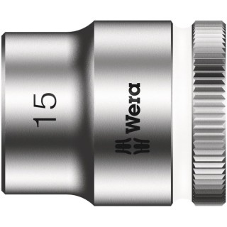 Wera 3/8 in Drive 15 mm 6 Point Hex Socket Chrome Vanadium Steel 29mm Overall Length 05003560001