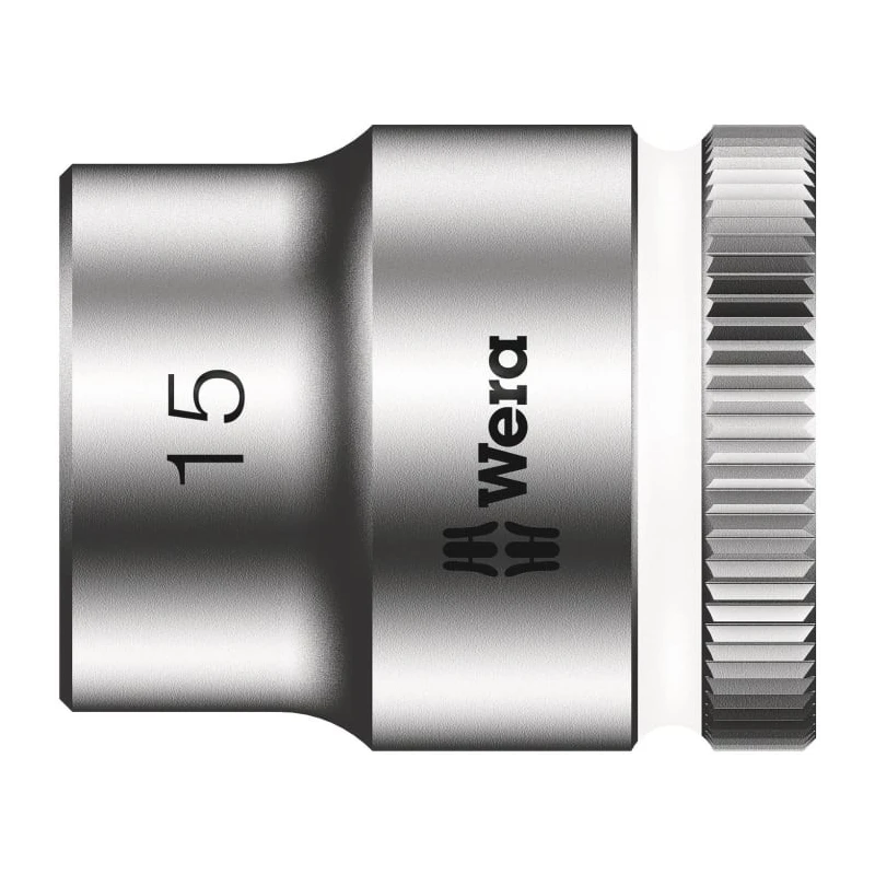 Wera 3/8 in Drive 15 mm 6 Point Hex Socket Chrome Vanadium Steel 29mm Overall Length 05003560001