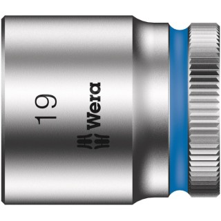 Wera 3/8 in Drive 19 mm 6 Point Hex Chrome Vanadium Steel Socket 30mm Overall Length 05003564001