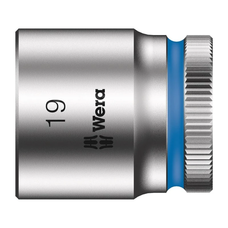 Wera 3/8 in Drive 19 mm 6 Point Hex Chrome Vanadium Steel Socket 30mm Overall Length 05003564001