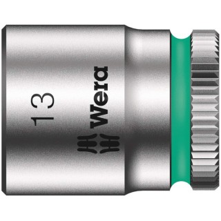 Wera 1/4 in Drive 13 mm 6 Point Hex Socket Chrome Vanadium Steel 23mm Overall Length 05003512001