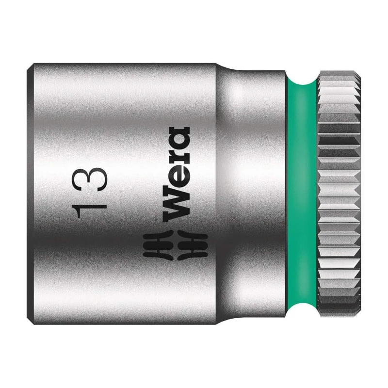 Wera 1/4 in Drive 13 mm 6 Point Hex Socket Chrome Vanadium Steel 23mm Overall Length 05003512001