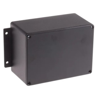 RS PRO Flanged Black Black Lid Die Cast Aluminium Enclosure IP66 76.5 mm x 168.7 mm x 101.6 mm 621-5034
