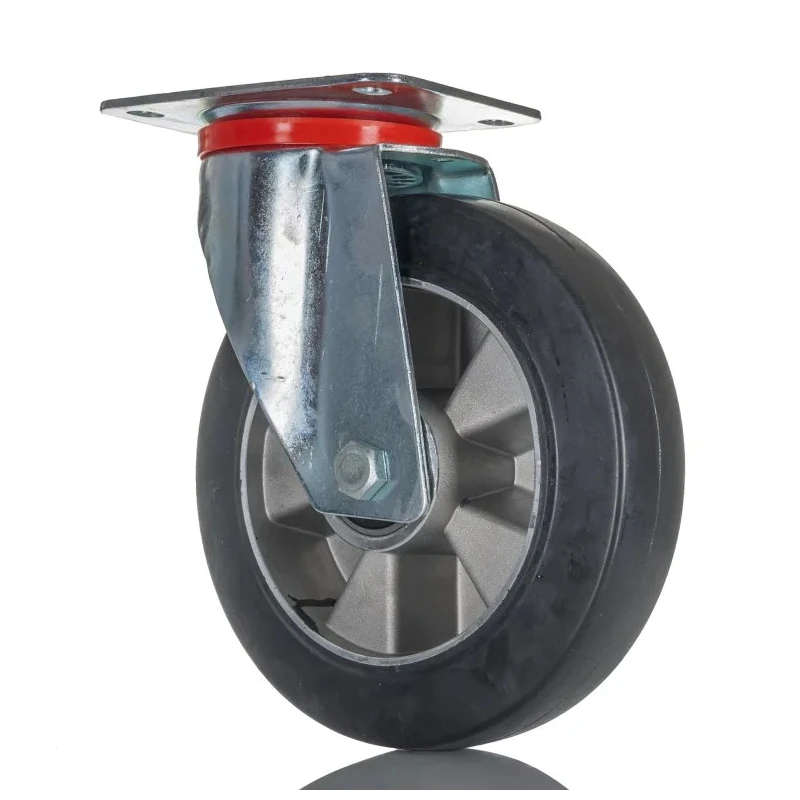 RS PRO Heavy Duty Swivel Castor 460 kg Load Capacity 200 mm Rubber Wheel Aluminium Hub 621-9064