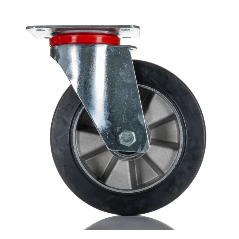 RS PRO Heavy Duty Swivel Castor 460 kg Load Capacity 200 mm Rubber Wheel Aluminium Hub 621-9064
