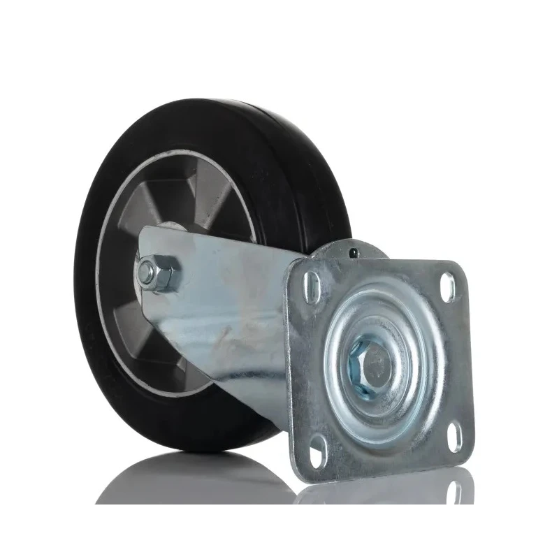 RS PRO Heavy Duty Swivel Castor 460 kg Load Capacity 200 mm Rubber Wheel Aluminium Hub 621-9064