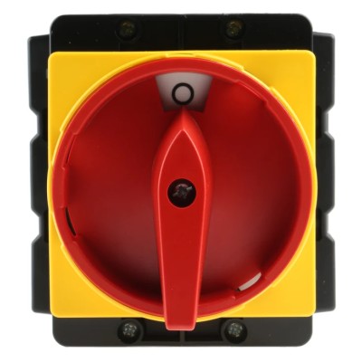 Eaton 3-Pole Panel Mount Isolator Switch, Red Handle, IP65, 125A, 45 kW, Rotary Actuator, Series P5-125 