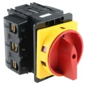 Eaton 3-Pole Panel Mount Isolator Switch, Red Handle, IP65, 125A, 45 kW, Rotary Actuator, Series P5-125 