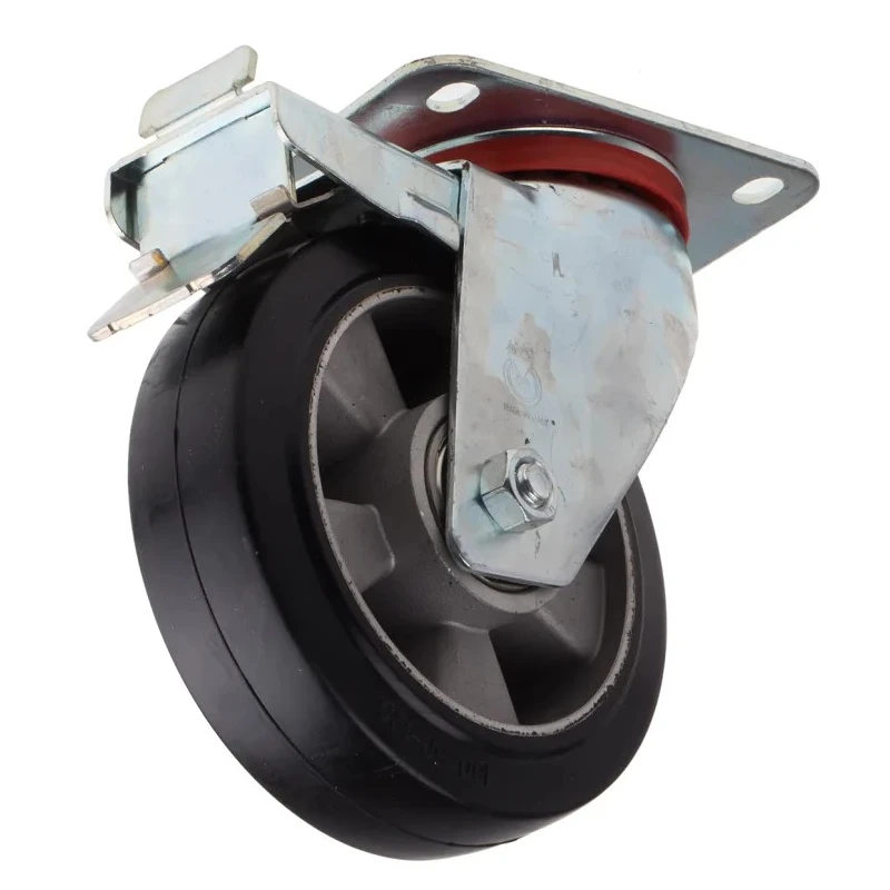 RS PRO Braked Swivel Castor Wheel 330 kg Load Capacity 160 mm Diameter Rubber Wheel 621-9070