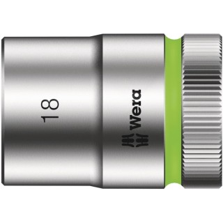 Wera 1/2 in Drive 18 mm 6 Point Hex Chrome Vanadium Steel Socket 37mm Overall Length 05003609001