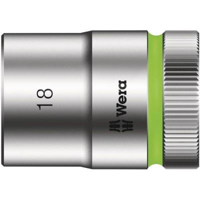 Wera 1/2 in Drive 18 mm 6 Point Hex Chrome Vanadium Steel Socket 37mm Overall Length 05003609001