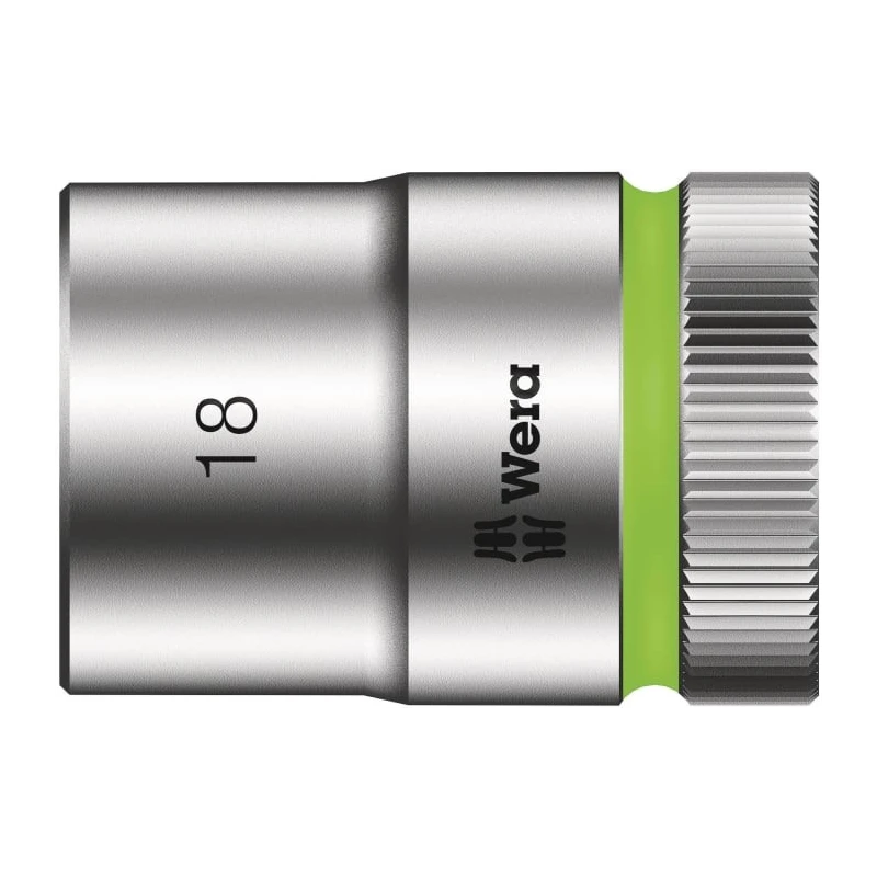 Wera 1/2 in Drive 18 mm 6 Point Hex Chrome Vanadium Steel Socket 37mm Overall Length 05003609001