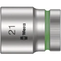 Wera 1/2 in Drive 21 mm 6 Point Hex Socket Chrome Vanadium Steel 37mm Overall Length 05003612001