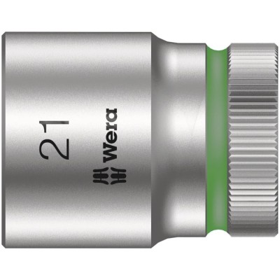 Wera 1/2 in Drive 21 mm 6 Point Hex Socket Chrome Vanadium Steel 37mm Overall Length 05003612001