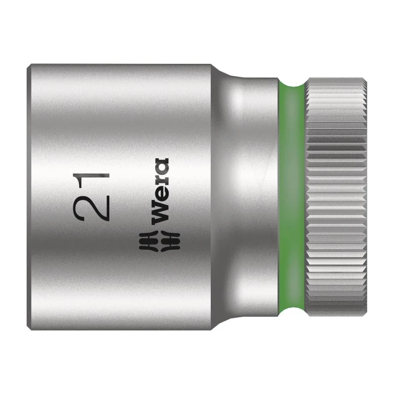 Wera 1/2 in Drive 21 mm 6 Point Hex Socket Chrome Vanadium Steel 37mm Overall Length 05003612001