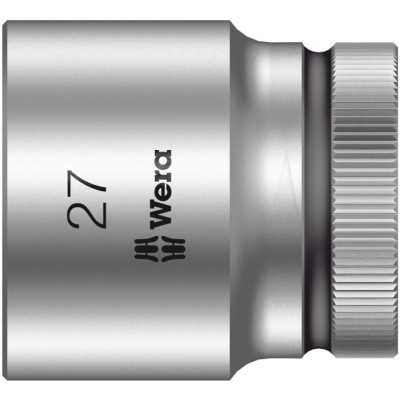Wera 1/2 in Drive 27 mm 6 Point Hex Chrome Vanadium Steel Socket 40mm Overall Length 05003615001
