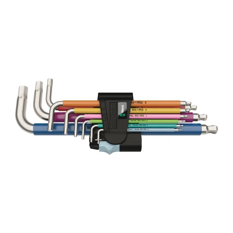 Wera 9 Piece L Metric Hex Key Set 1.5 to 10 mm Stainless Steel Chrome Finish 05022669001
