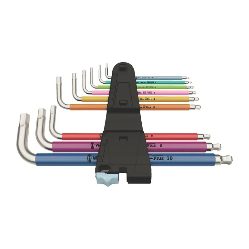 Wera 9 Piece L Metric Hex Key Set 1.5 to 10 mm Stainless Steel Chrome Finish 05022669001